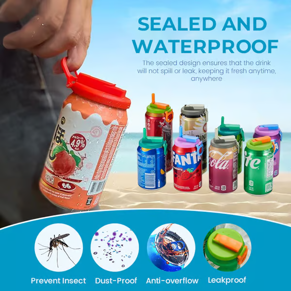 Vogueal™ New Soda Can Lids Silicone With Straws